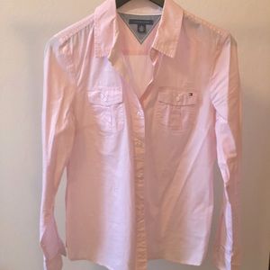Tommy Hilfiger button down pink top.